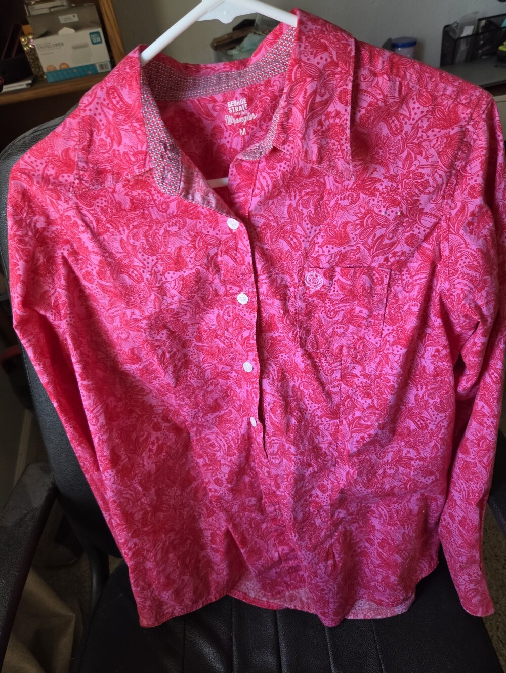Bright Pink Paisley Button-Up Blouse